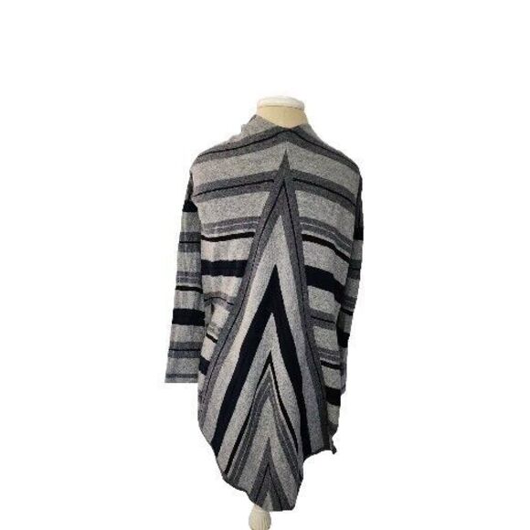 Derek Lam 10 Crosby 90% Wool Cardigan Size S flared Longline Striped Gray Soft - Picture 4 of 10